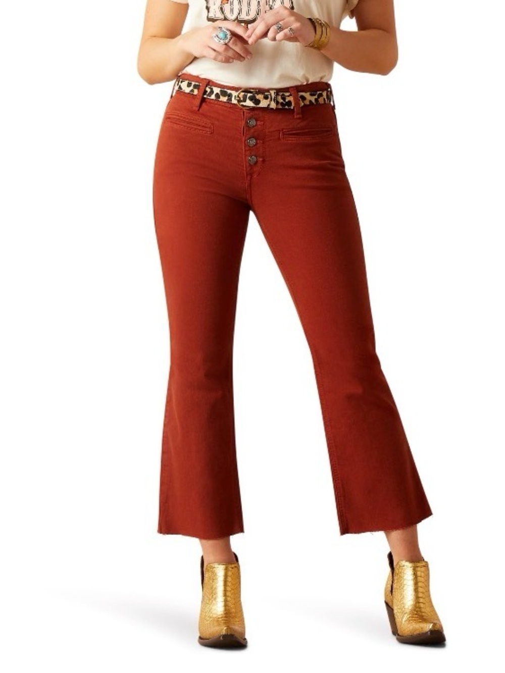 Women’s Ariat high-rise Jazmine flare jeans 32X33 color is burgundy